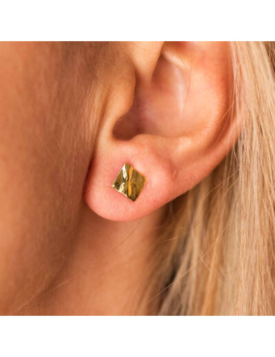Boucles d'oreilles Maison Ballet by Scarlett carrés froissés en or jaune