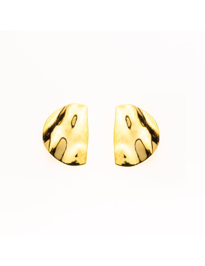Boucles d'oreilles Maison Ballet by Scarlett demi-ronds froissés en or jaune
