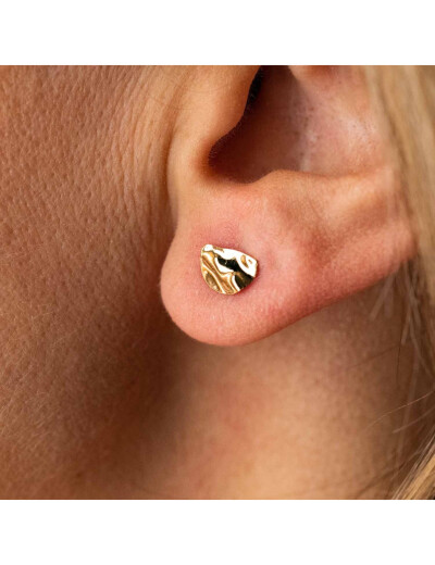 Boucles d'oreilles Maison Ballet by Scarlett demi-ronds froissés en or jaune