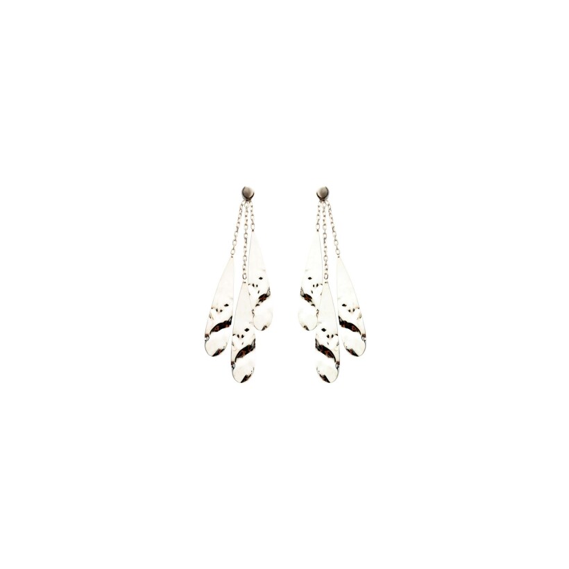 Boucles d'oreilles Maison Ballet by Scarlett gouttes froissées en or blanc