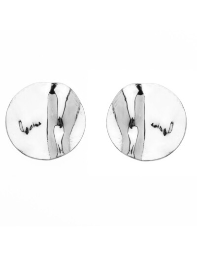 Boucles d'oreilles Maison Ballet by Scarlett ronds froissés en or blanc 9 carats
