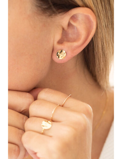 Boucles d'oreilles Maison Ballet by Scarlett ronds froissés en or jaune 9 carats