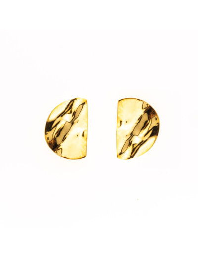 Boucles d'oreilles Maison Ballet by Scarlett demi-ronds froissés en or jaune