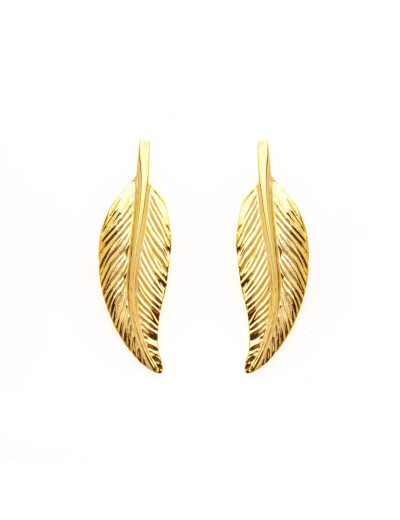 Boucles d'oreilles Maison Ballet by Scarlett plumes en or jaune 9 carats