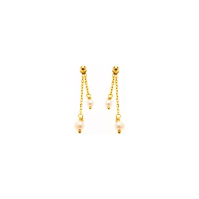 Boucles d'oreilles Maison Ballet by Scarlett en or jaune 9 carats et perle