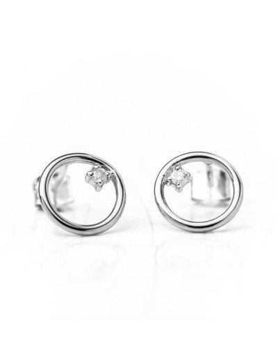Boucles d'oreilles Maison Ballet by Scarlett en or blanc et diamant de synthèse