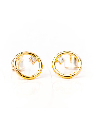 Boucles d'oreilles Maison Ballet by Scarlett ajourées rondes en or jaune et diamants