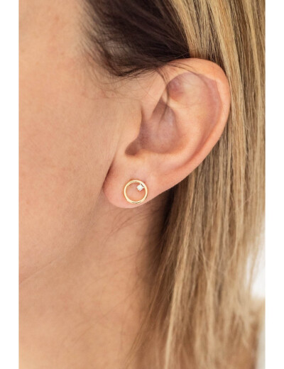Boucles d'oreilles Maison Ballet by Scarlett ajourées rondes en or jaune et diamants