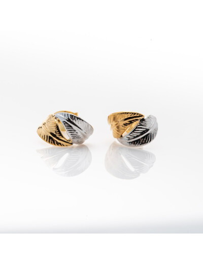 Boucles d'oreilles Maison Ballet by Scarlett double plumes en or blanc et or jaune