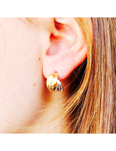 Boucles d'oreilles Maison Ballet by Scarlett double plumes en or blanc et or jaune