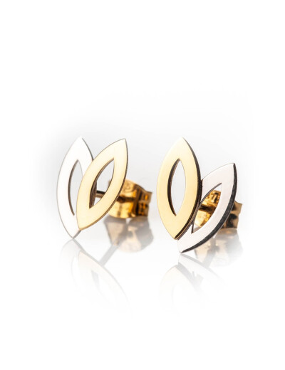 Boucles d'oreilles Maison Ballet by Scarlett navettes en or jaune 9 carats et or blanc 9 carats