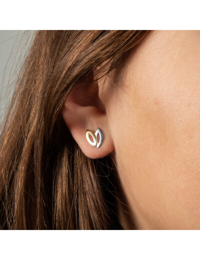 Boucles d'oreilles Maison Ballet by Scarlett navettes en or jaune 9 carats et or blanc 9 carats