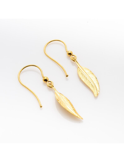 Boucles d'oreilles Maison Ballet by Scarlett plumes en or jaune 9 carats