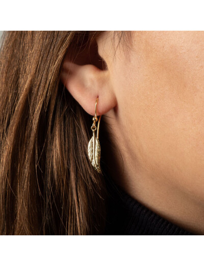 Boucles d'oreilles Maison Ballet by Scarlett plumes en or jaune 9 carats
