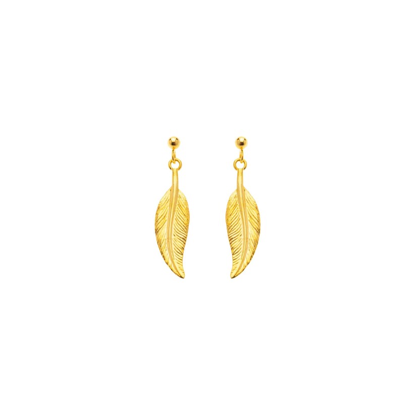 Boucles d'oreilles Maison Ballet by Scarlett moyenne plume sur tige en or jaune