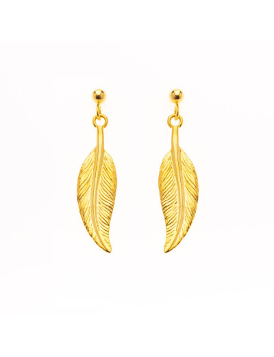 Boucles d'oreilles Maison Ballet by Scarlett plumes en or jaune 9 carats