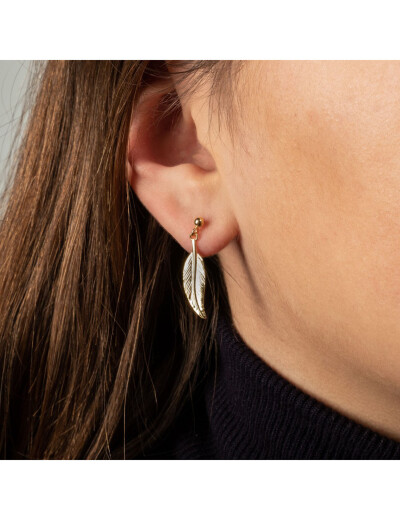 Boucles d'oreilles Maison Ballet by Scarlett plumes en or jaune 9 carats