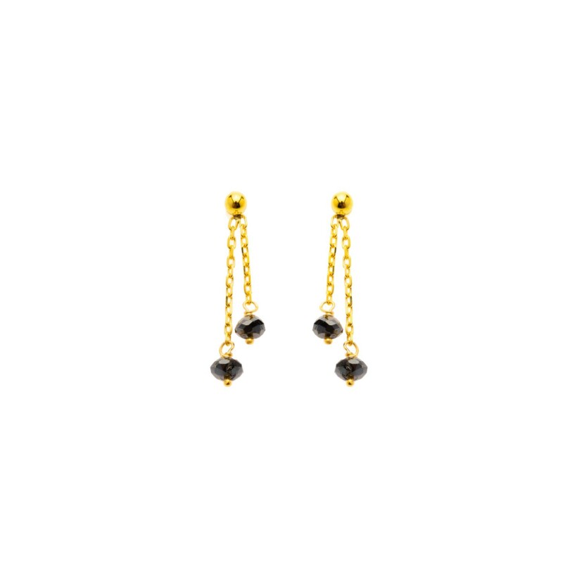 Boucles d'oreilles Maison Ballet by Scarlett en or jaune et diamants noirs