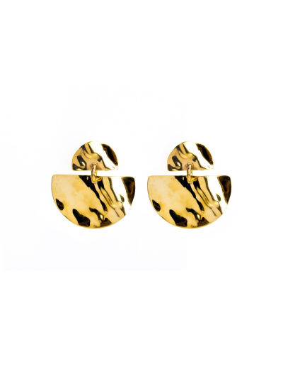 Boucles d'oreilles Maison Ballet by Scarlett demi rond froissés en or jaune 9 carats