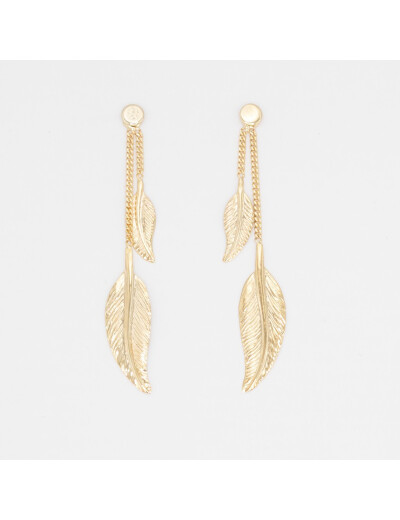 Boucles d'oreilles Maison Ballet by Scarlett plumes en or jaune 9 carats