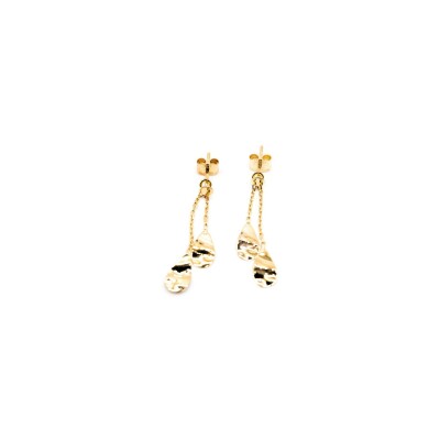 Boucles d'oreilles Maison Ballet by Scarlett gouttes froissées en or jaune 9 carats