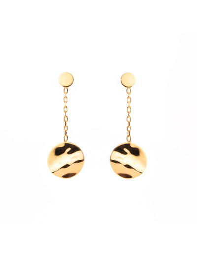 Boucles d'oreilles Maison Ballet by Scarlett ronds froissés en or jaune 9 carats