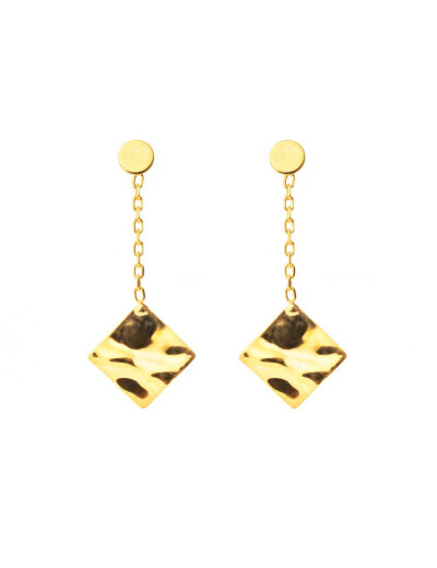 Boucles d'oreilles Maison Ballet by Scarlett carrés froissés en or jaune 9 carats