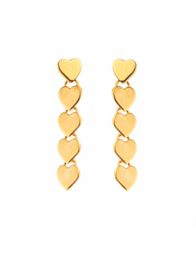 Boucles d'oreilles Maison Ballet by Scarlett cœurs en or jaune 9 carats