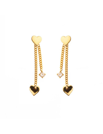 Boucles d'oreilles Maison Ballet by Scarlett cœurs en or jaune 9 carats et diamant