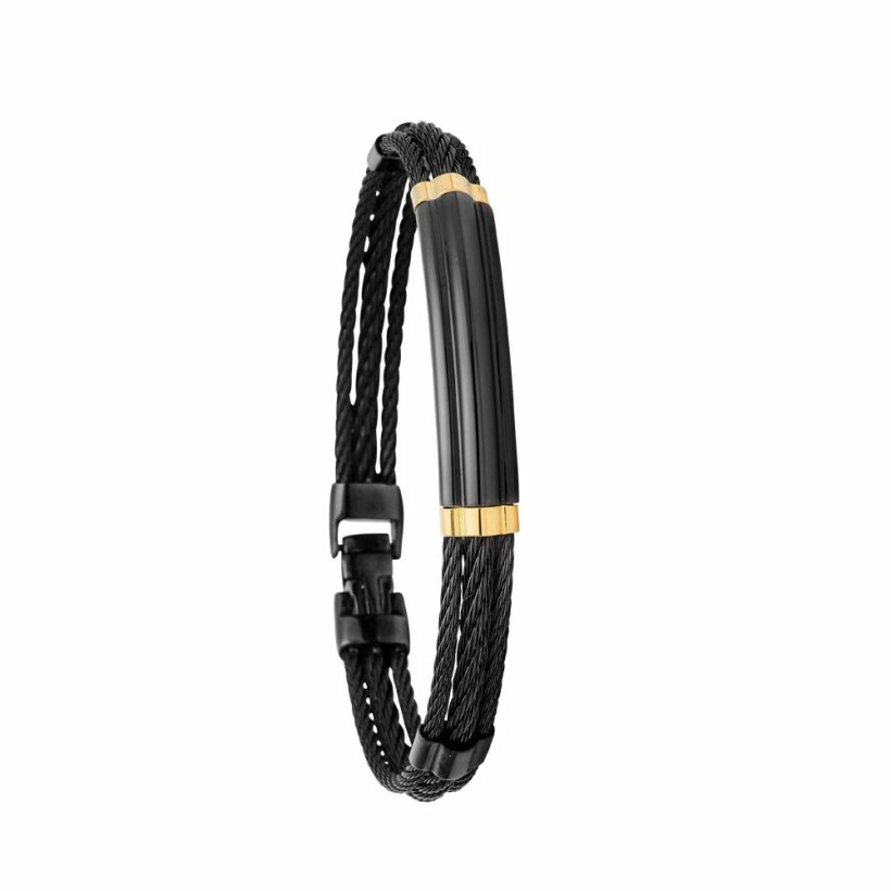 Bracelet Jourdan Bijoux Sommet en acier et plaqué noir