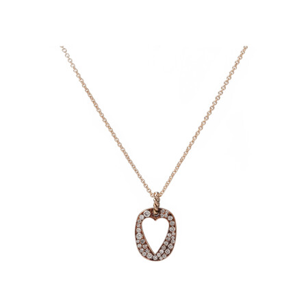 Collier BE8 Jewels Give Love Open Heart en or rose et pavé de diamants