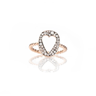 Bague BE8 Jewels Give Love en or rose et diamants noirs