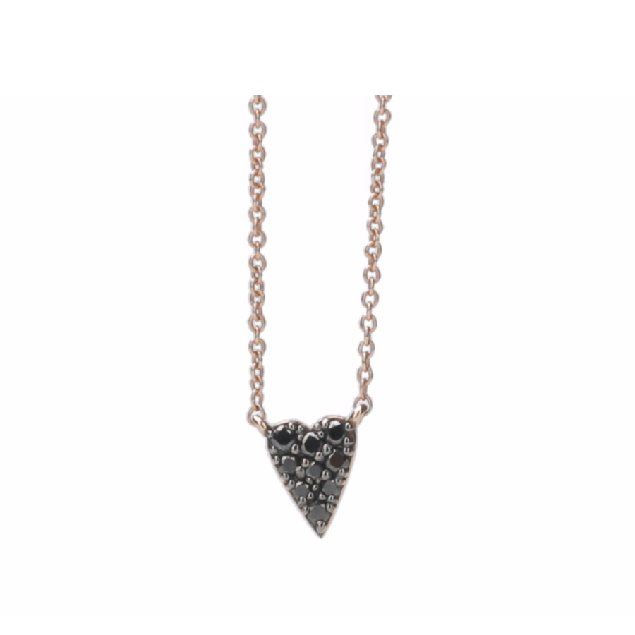 Collier BE8 Jewels Give Love Black Micro Heart en or rose et diamants noirs