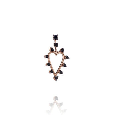 Mono boucle d'oreille BE8 Jewels Give Love en or rose et diamants noirs