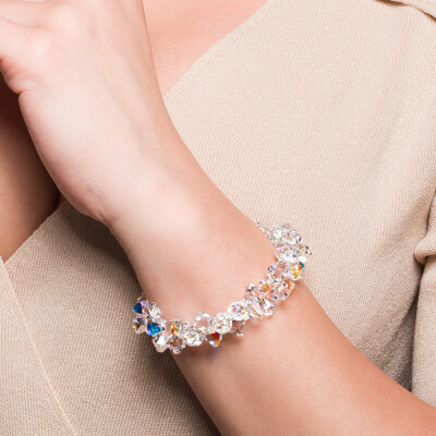 Bracelet Spark Bicone en argent plaqué or jaune et cristaux