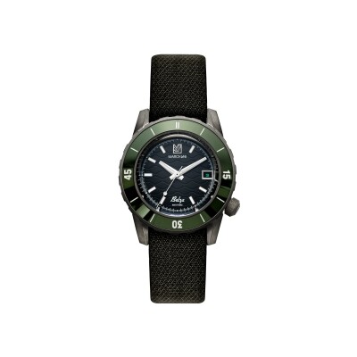Montre March LA.B Belza automatique Titane limitée à 99 pièces - Bracelet Jacquard tissé vert kaki Julien Faur