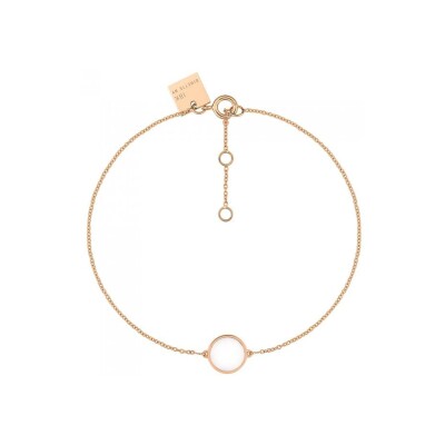 Bracelet Ginette NY MINI EVER DISC en or rose et agate blanche