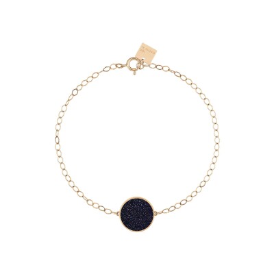 Bracelet Ginette NY EVER DISC en or rose et blue sand stone