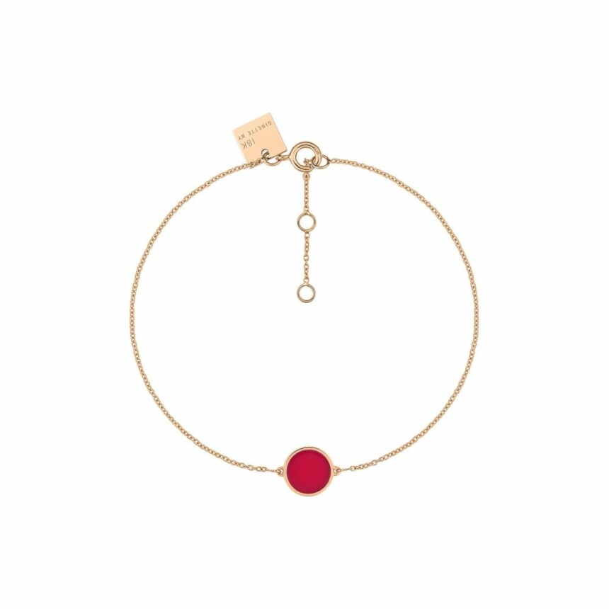 Bracelet Ginette NY Mini Ever Disc en or rose et corail rouge