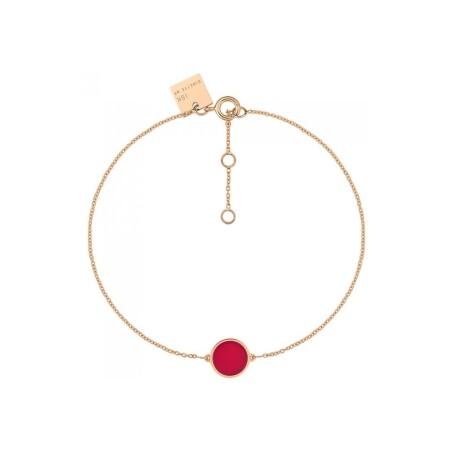 Bracelet Ginette NY MINI EVER DISC en or rose et corail rouge