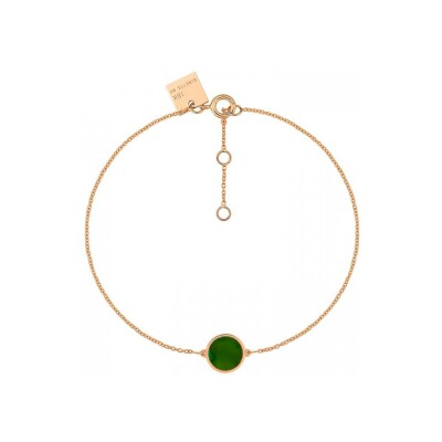 Bracelet Ginette NY MINI EVER DISC en or rose et jade