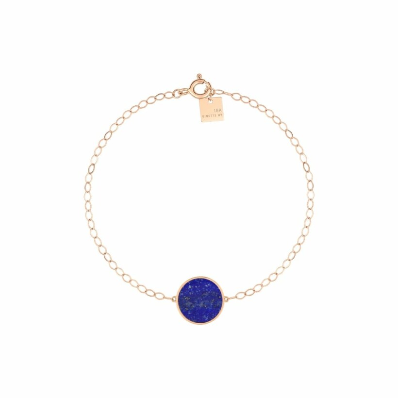 Bracelet Ginette NY EVER Disc en or rose et lapis lazulis