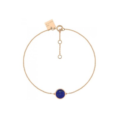 Bracelet Ginette NY MINI EVER DISC en or rose et lapis lazuli