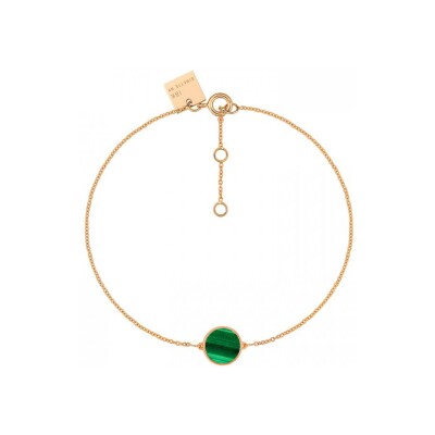 Bracelet Ginette NY MINI EVER DISC en or rose et malachite