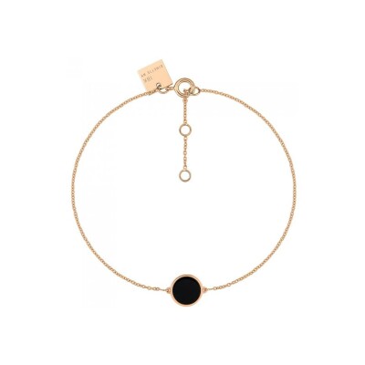 Bracelet Ginette NY MINI EVER DISC en or rose et onyx noir