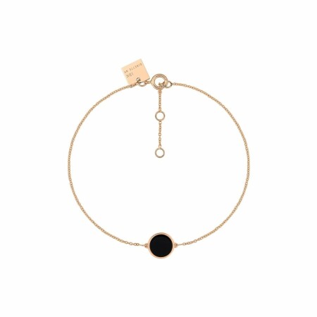 Bracelet Ginette NY MINI EVER en or rose et onyx noir