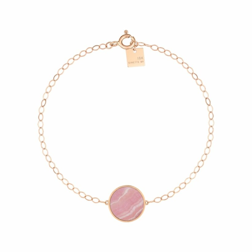 Bracelet Ginette NY EVER disc en rhodocrosite et or rose