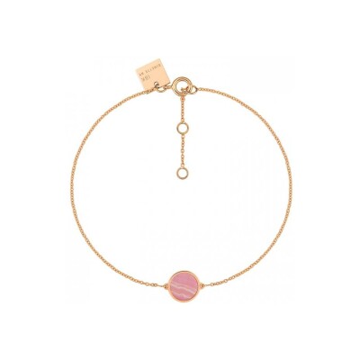 Bracelet Ginette NY MINI EVER DISC en rhodocrosite et or rose