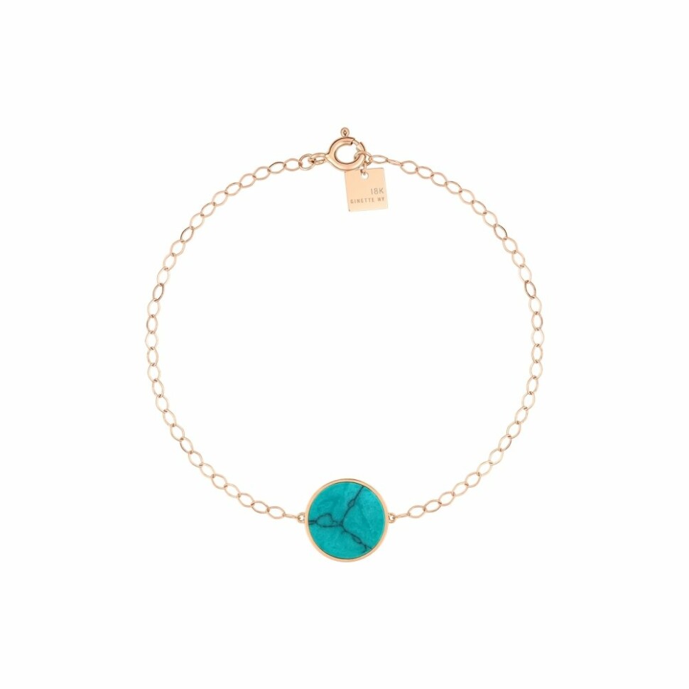 GINETTE NY EVER Disc bracelet, rose gold, turquoise