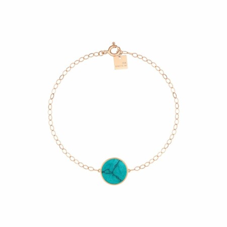 Bracelet Ginette NY EVER Disc en or rose et turquoise